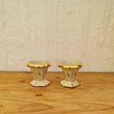 2 beige and gold Limoges egg cups