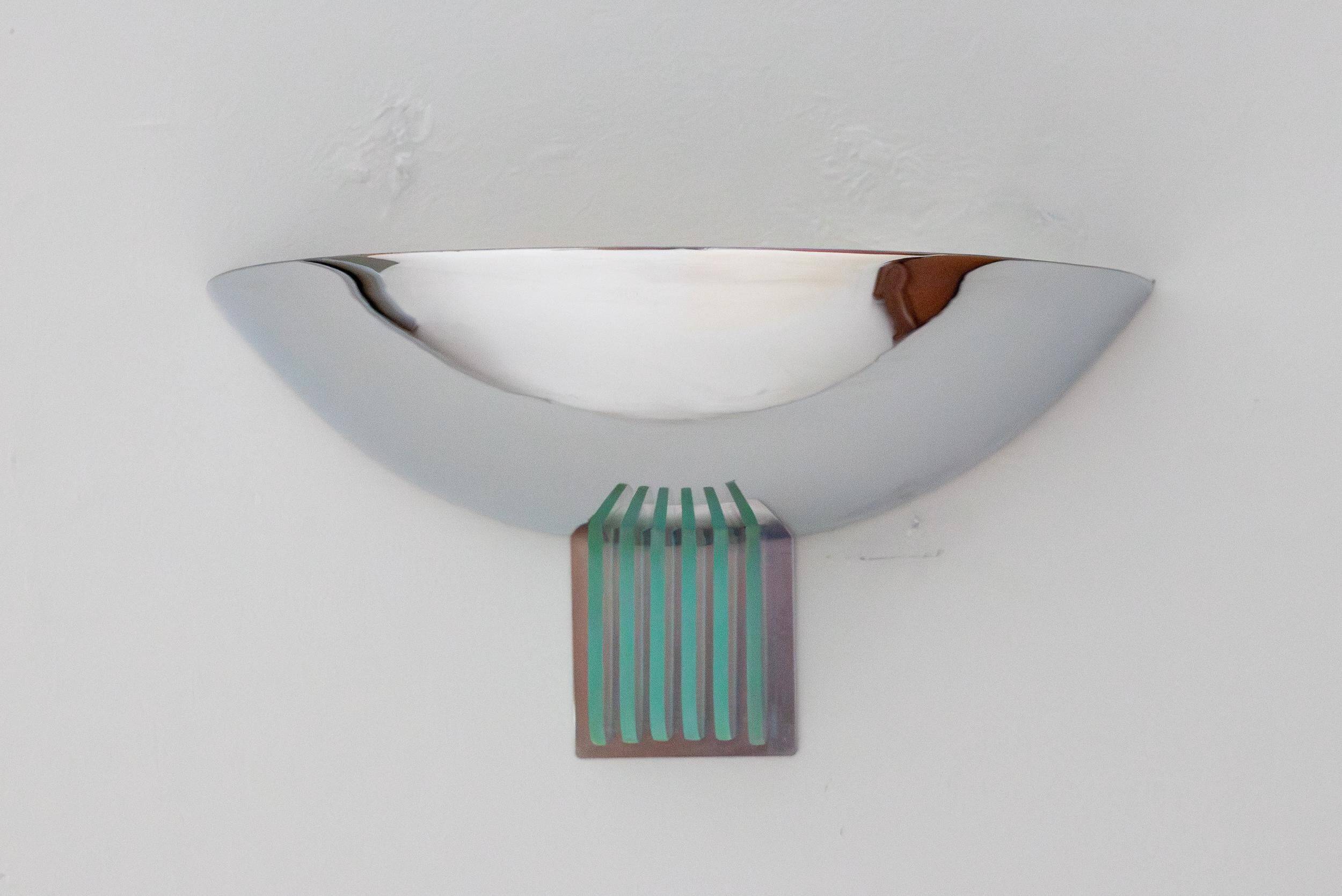 Chrome and crystal wall light, Italy, 1960s