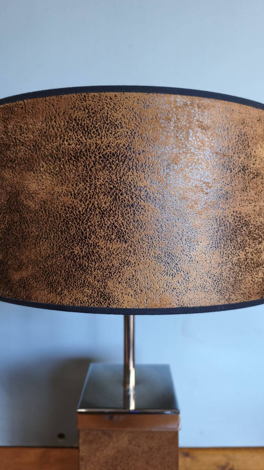 Vintage table lamp in nubuck and leather – 70s/80s design