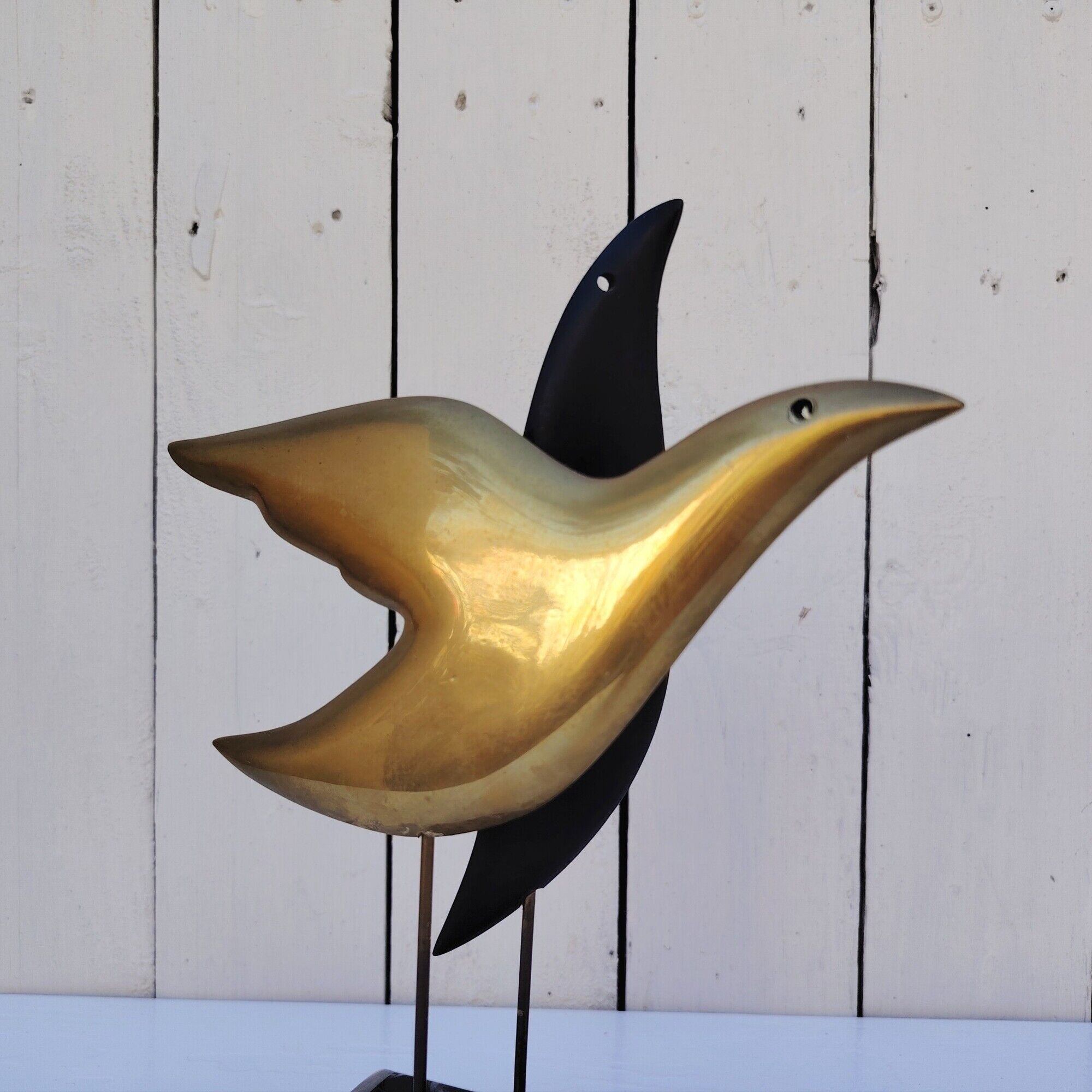 Bronze bird sculpture, signed and numbered, vintage.