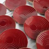 12 vintage red and gold dessert plates