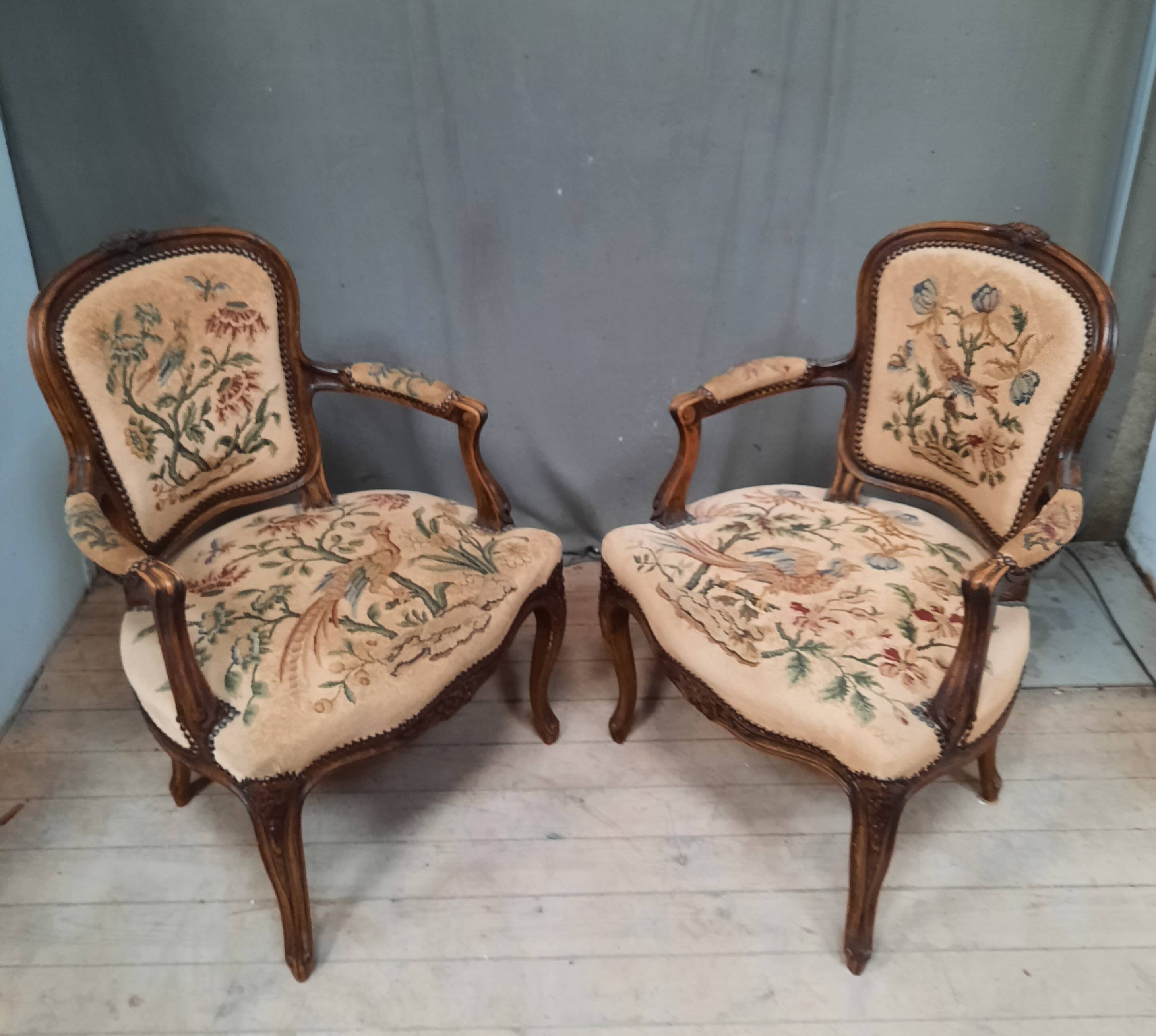 Pair of Louis XV style canriolet