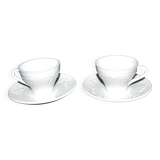 Set of 2 cups molded in opaque Sarreguemines earthenware