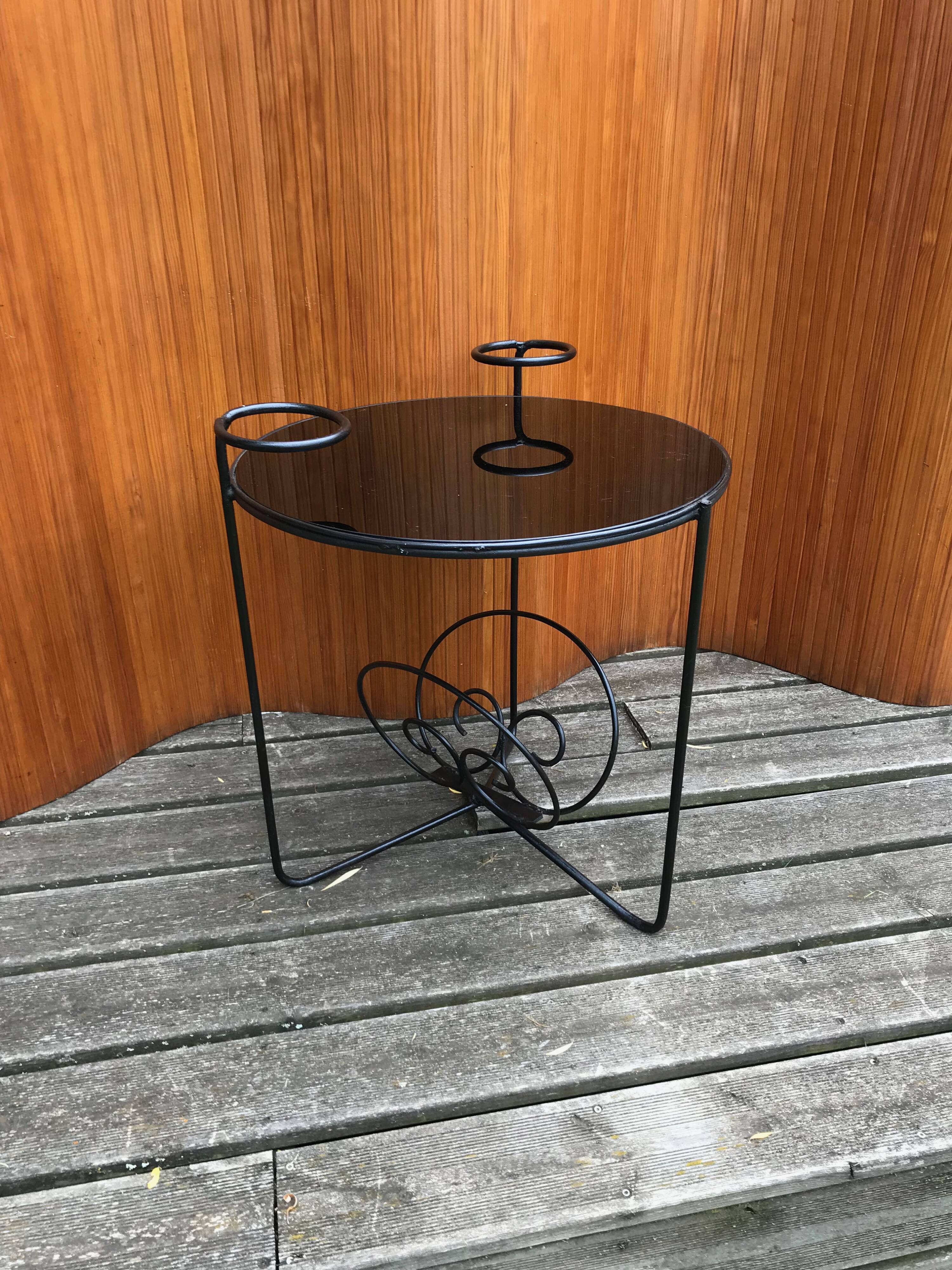 table basse ronde 1950 opaline noire