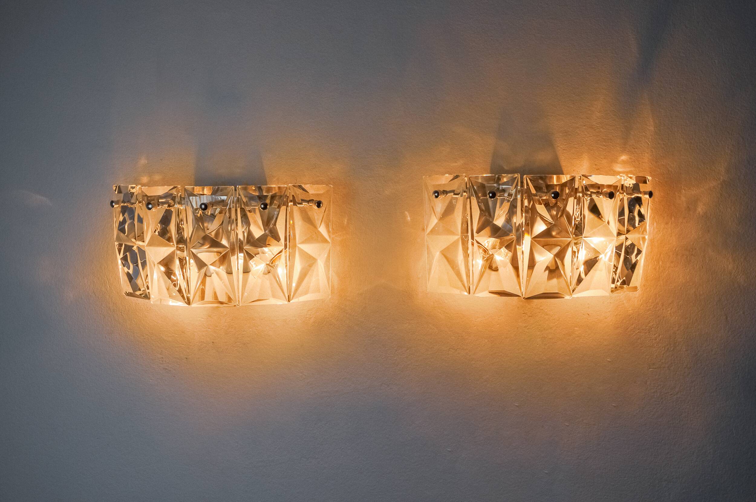 Pair of Kinkeldey sconces, cut crystals, Germany, 1970