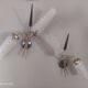 Set of 2 vintage 2-spoke wall lamps in gilded metal and diamond textured tulip glass