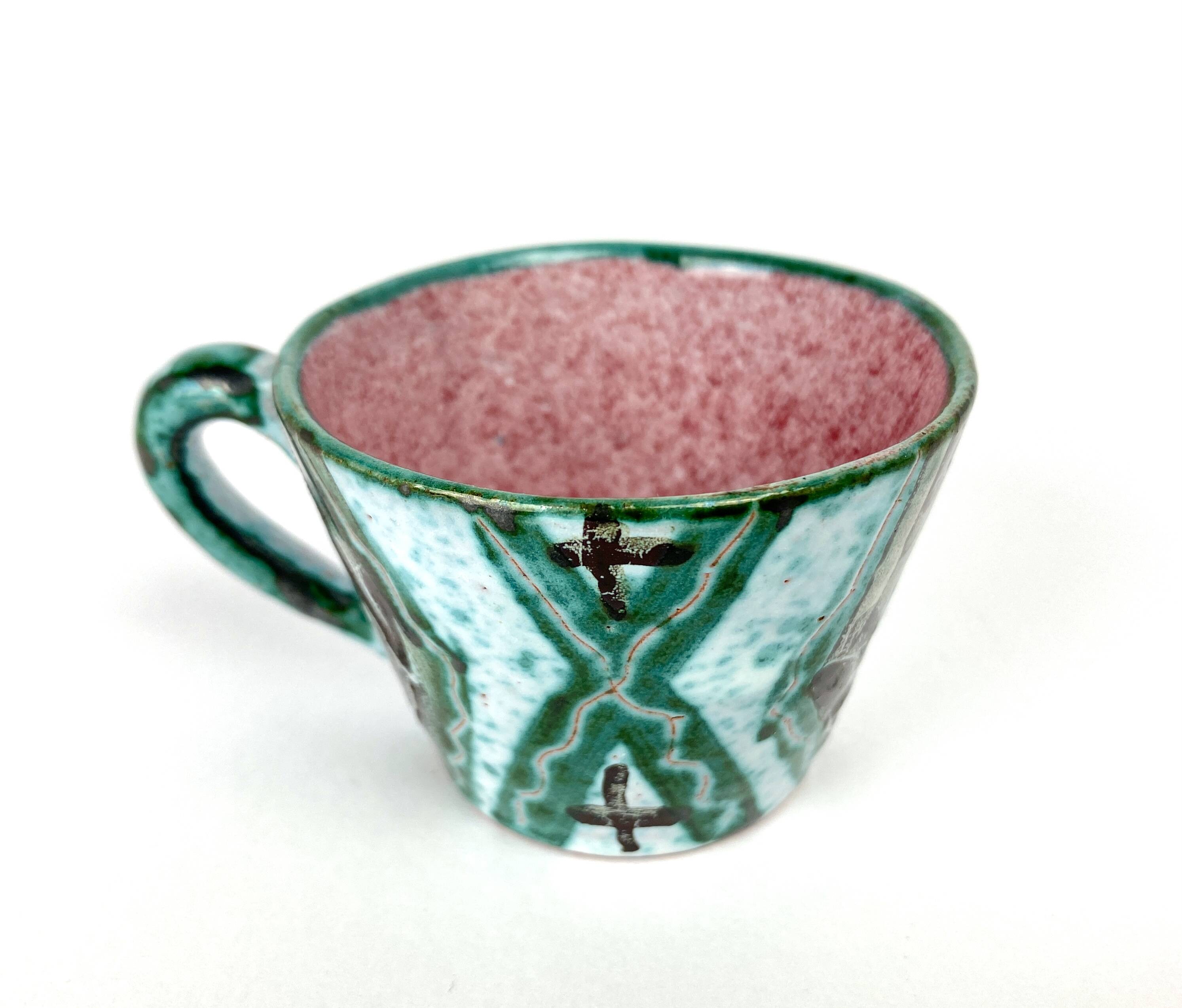 Rare Cup & Saucer Signed Humbert Pittari Vallauris Vintage