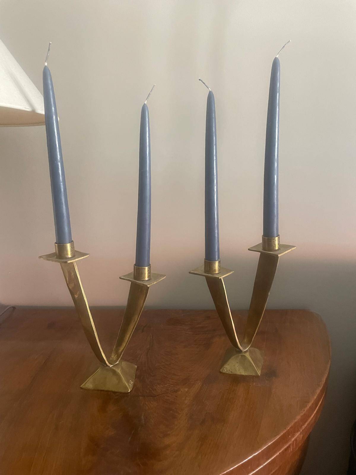 a pair of 1950s Scandinavian brass candlesticks