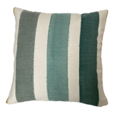 Two-sided stripe cushion solid green tones mustard