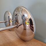 Pair of vintage wall lights in chromed metal and smoked glass, 70s
