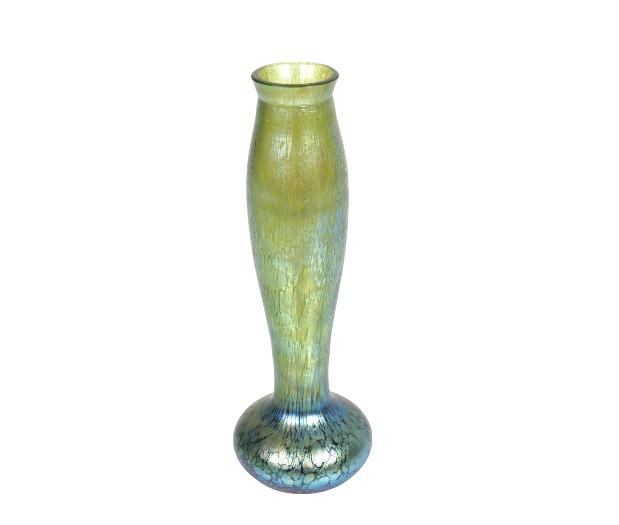 Johann loetz witwe "onion" vase in iridescent glass