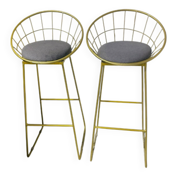 Chaise de comptoir moderne en métal doré