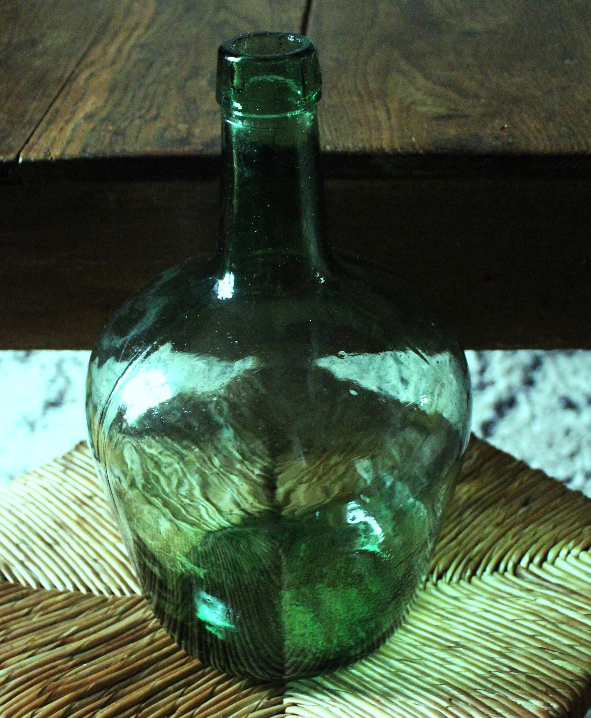 Bonbonne dame jeanne Viresa verre vert