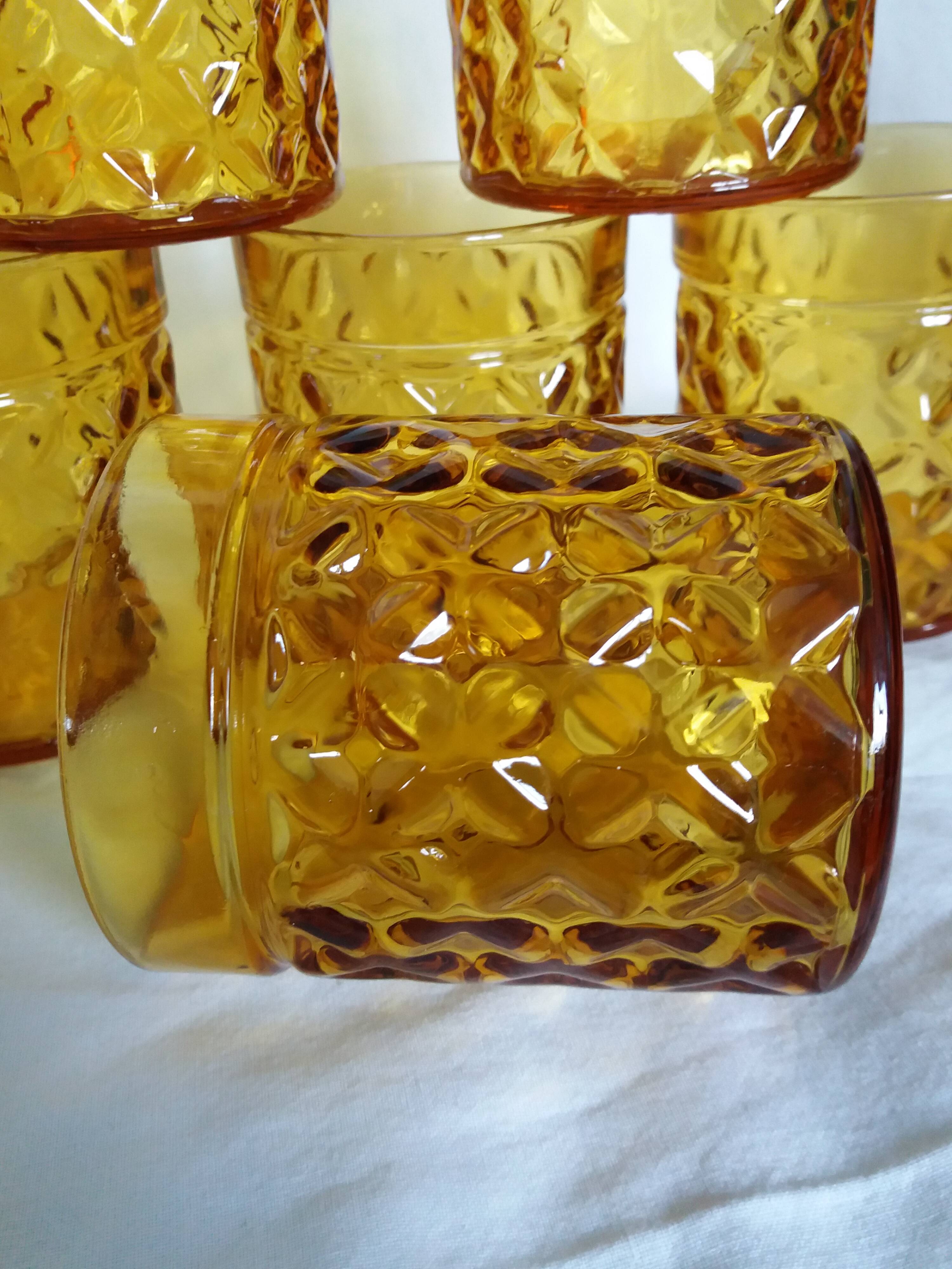 Pernod glasses with pineapple diamond tip decoration