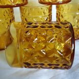 Pernod glasses with pineapple diamond tip decoration
