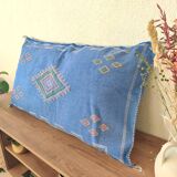 Blue berber cushion made of cactus silk