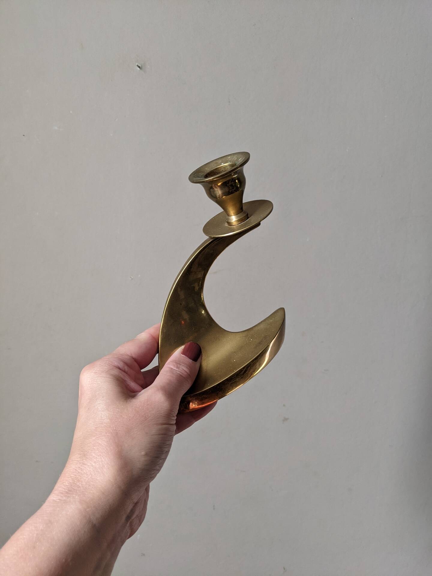 Pair of brass candle holders Scandinavian decoration