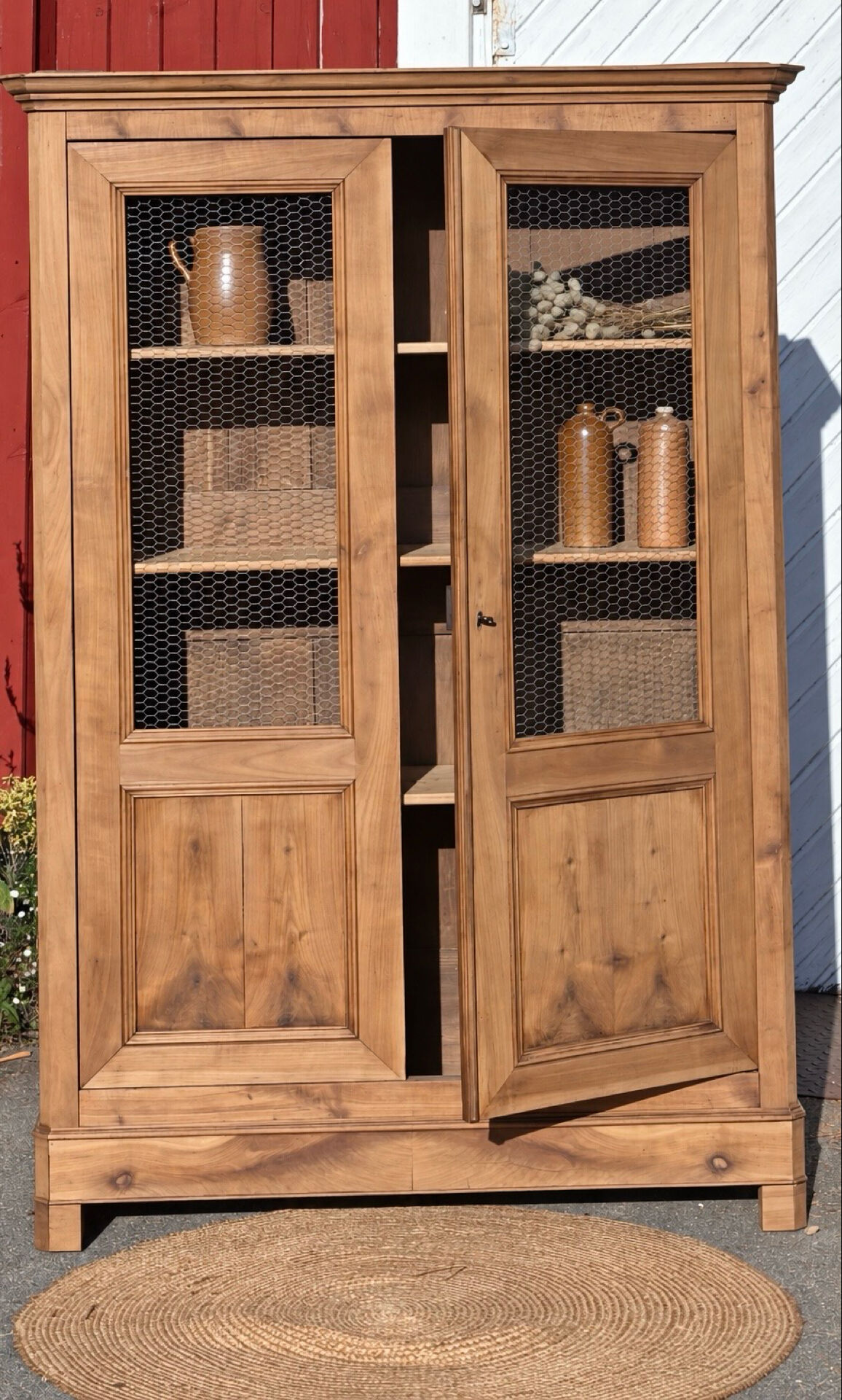 Antique Parisian wardrobe: solid wood dresser bookcase