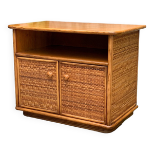Meuble chêne rotin et