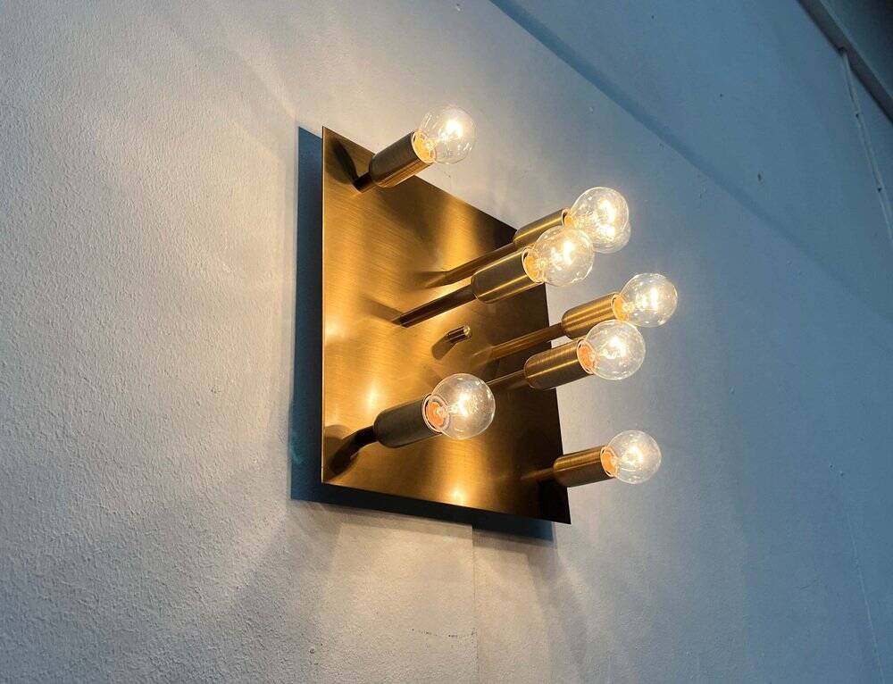 Vintage German Brass Ceiling or Wall Lamp from Sölken, 1970s