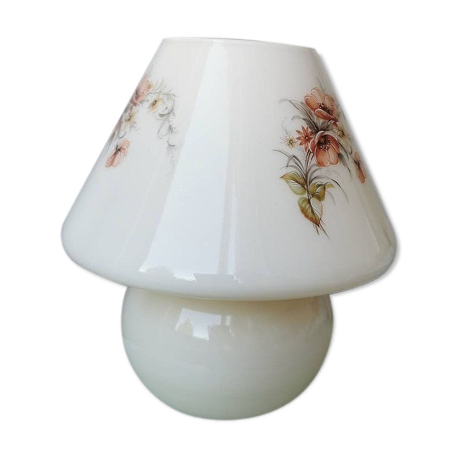 Super beautiful glass glass mushroom table lamp 70s
