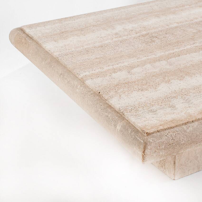 Large vintage travertine marble coffee table. Italy, 1980s
