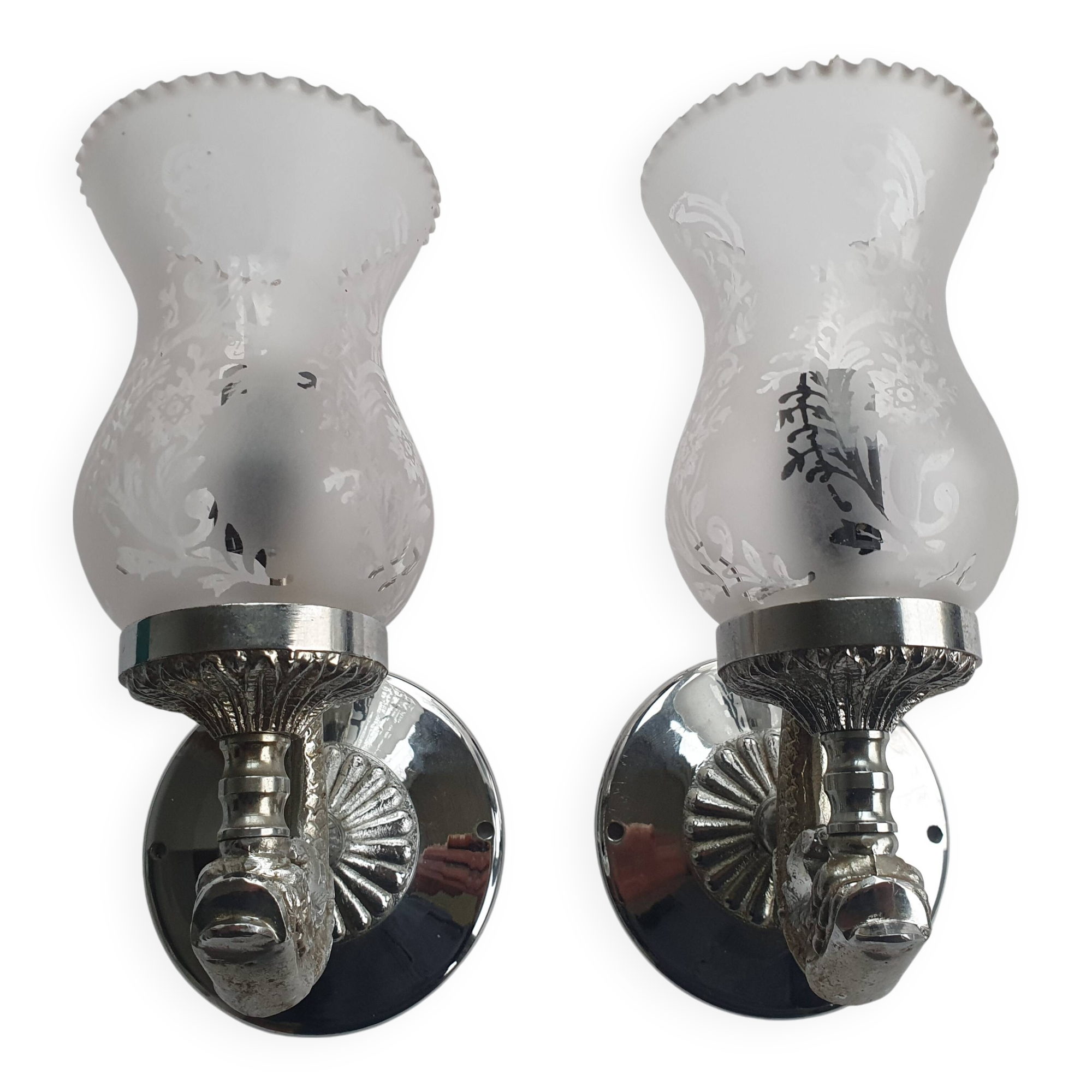 Pair of vintage chrome wall sconces