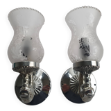 Pair of vintage chrome wall sconces