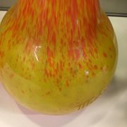 Vintage orange and yellow soliflore vase, signed