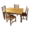 Pine table and 4 matching chairs