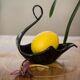 Vintage decorative plate Black Swan in glass, Italy, 1960s