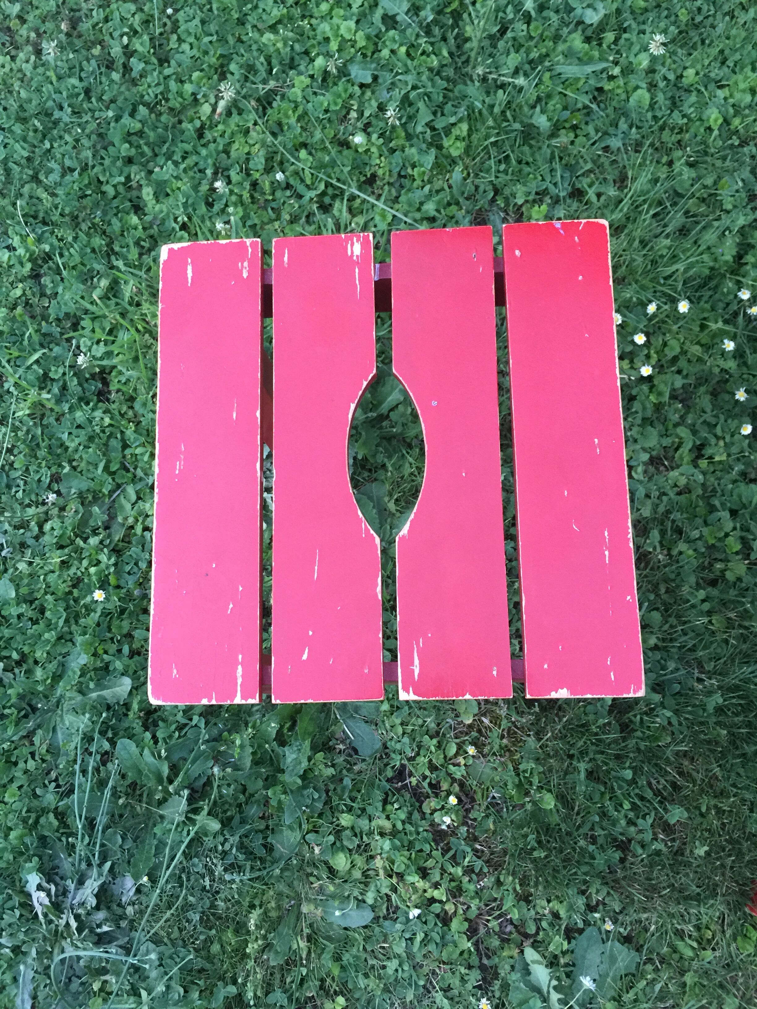 Suite of 4 vintage red stools