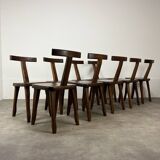 9 brutalist T chairs by Aranjou, Olavi Hänninen