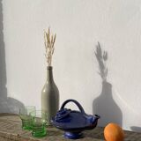 Organic teapot in blue ceramic