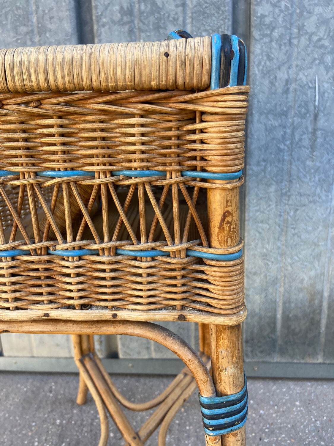 Vintage rattan storage unit