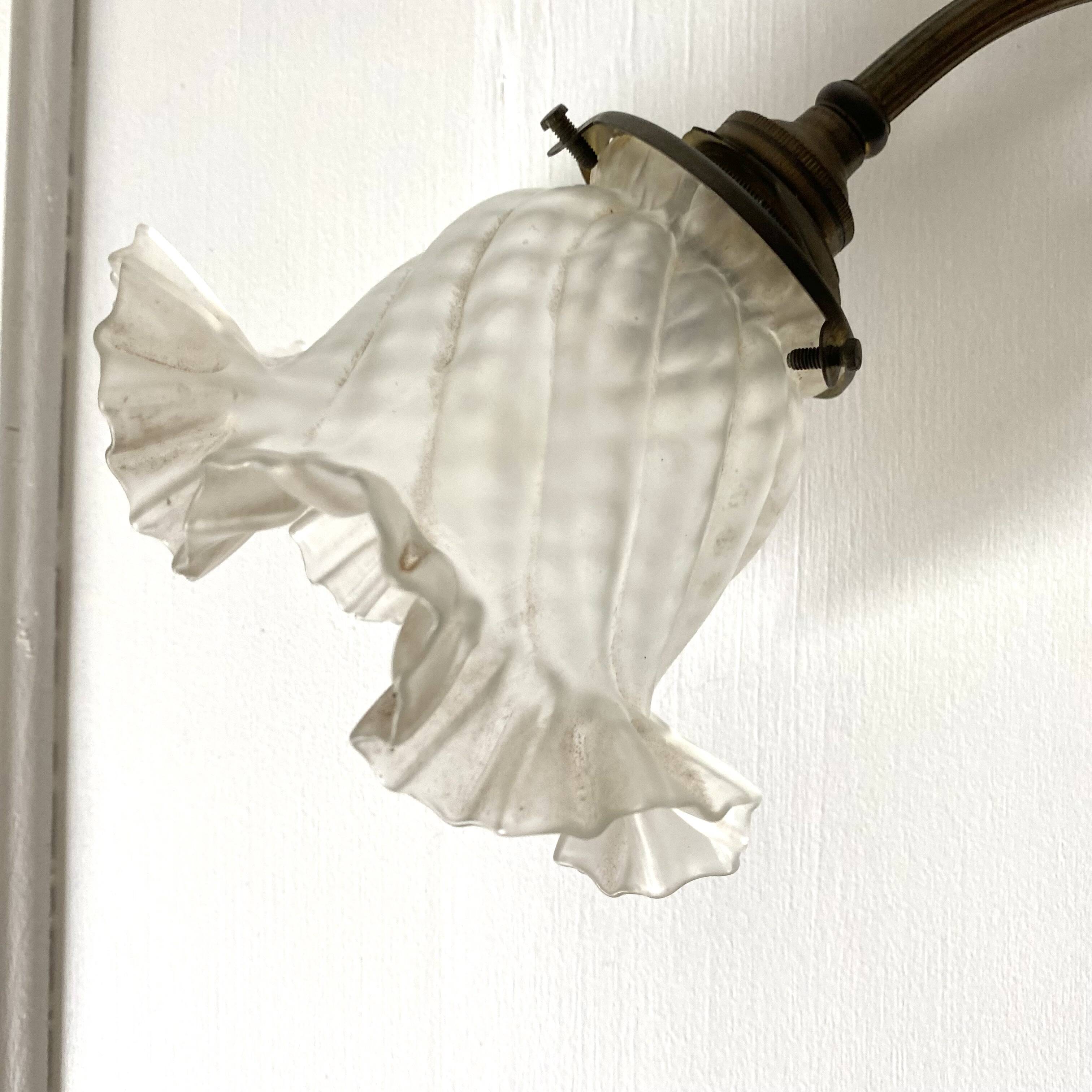 Antique bronze and glass tulip wall lamp