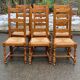 6 dining chairs made of solid medium oak with straw seats, 110cm