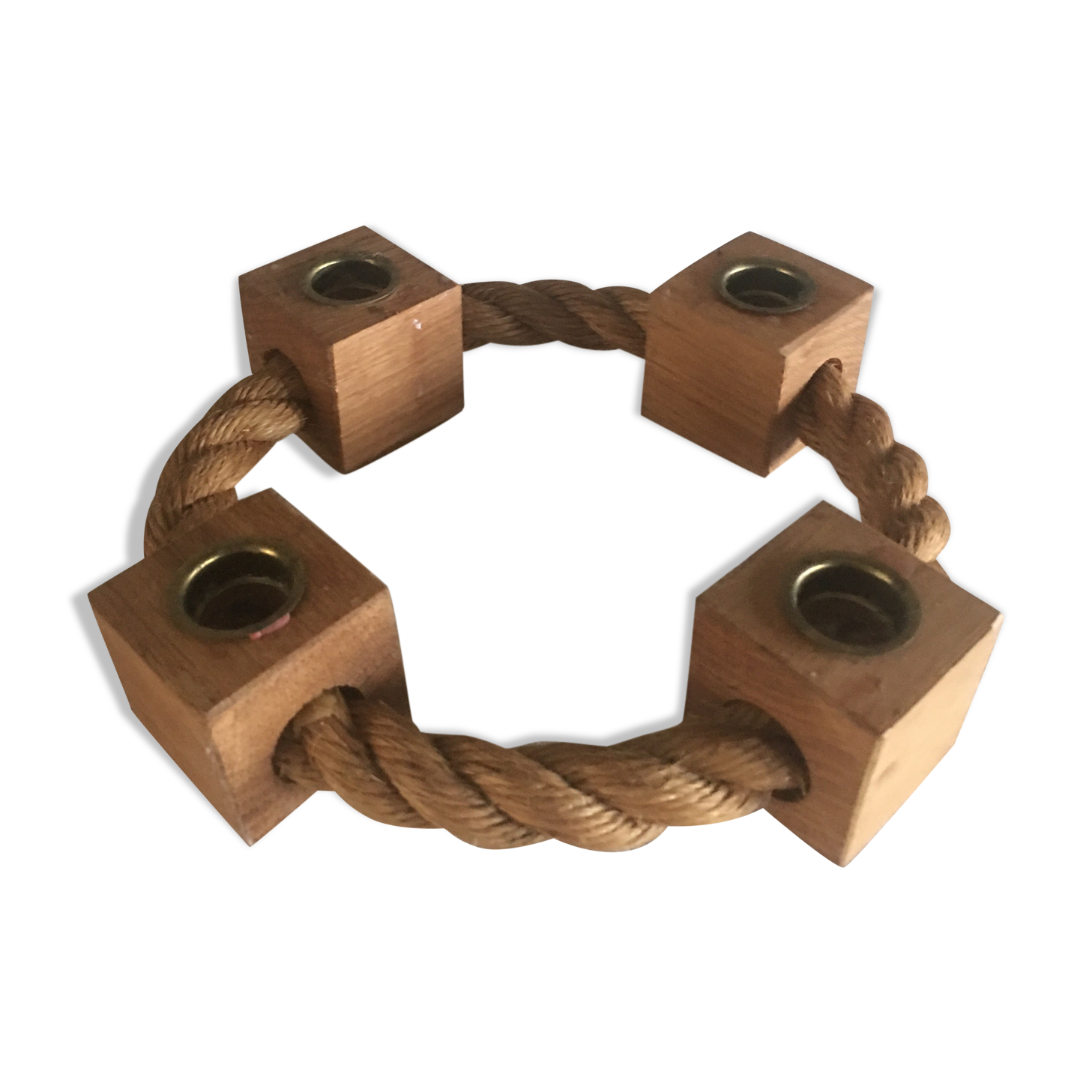 Vintage candlestick rope and wood