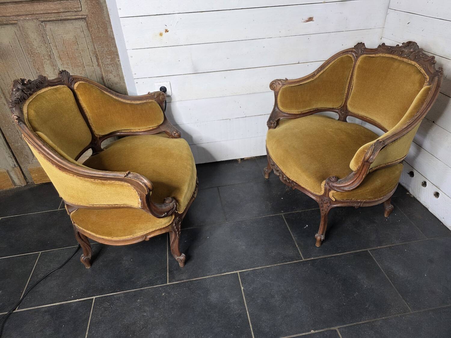 Paire de fauteuils marquise style Louis XV