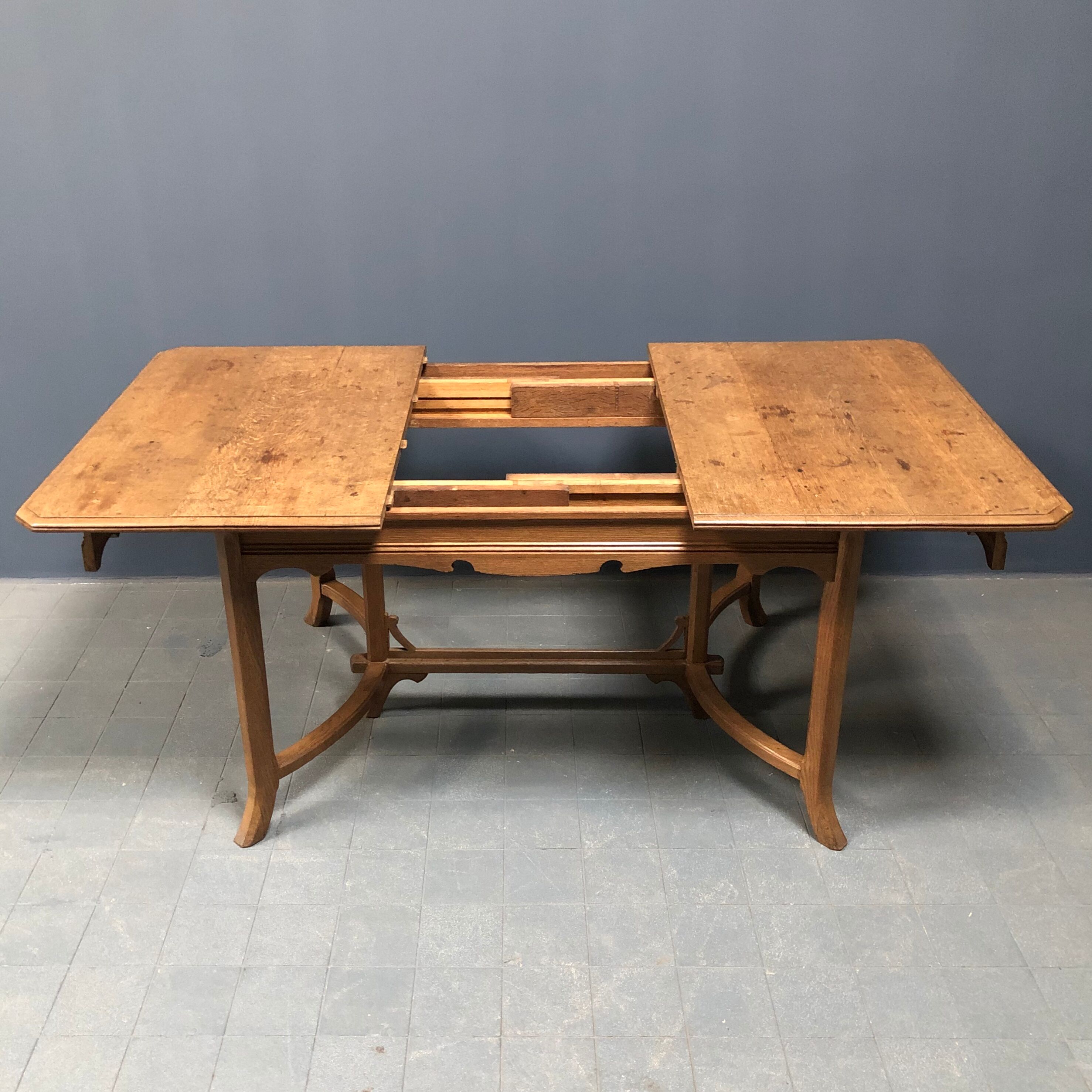 Dutch oak kitchen table in art deco style from the 1930s