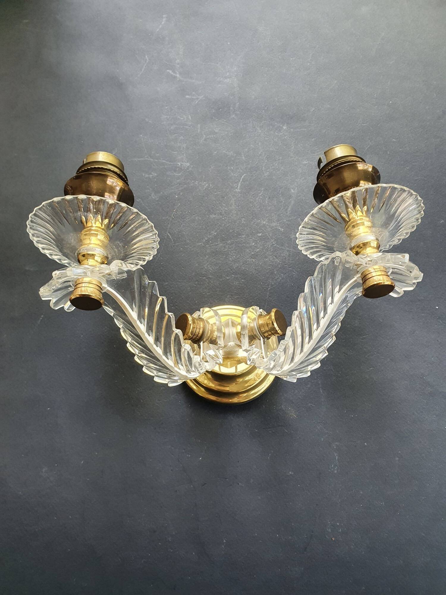 Wall lamp with palm leaf candle holders from the 1950s.