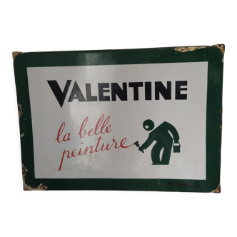 Plaque publicitaire tôle émaillée peinture Valentine