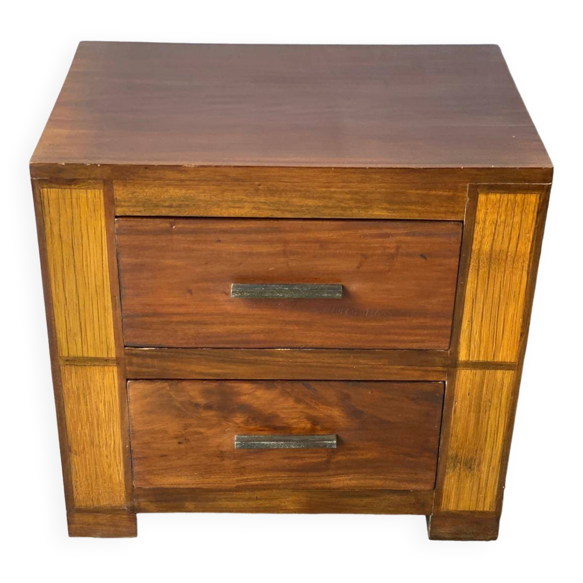 Vintage industrial solid wood bedside table