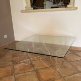 Roche Bobois coffee table. 1980. Plexiglas and glass. 100x100.
