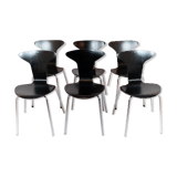 A set of 6 black Munkegaard designed by Arne Jacobsen in 1955.