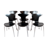 A set of 6 black Munkegaard designed by Arne Jacobsen in 1955.