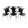 Lot de 6 chaises Munkegaard noirs conçu par Arne Jacobsen en 1955