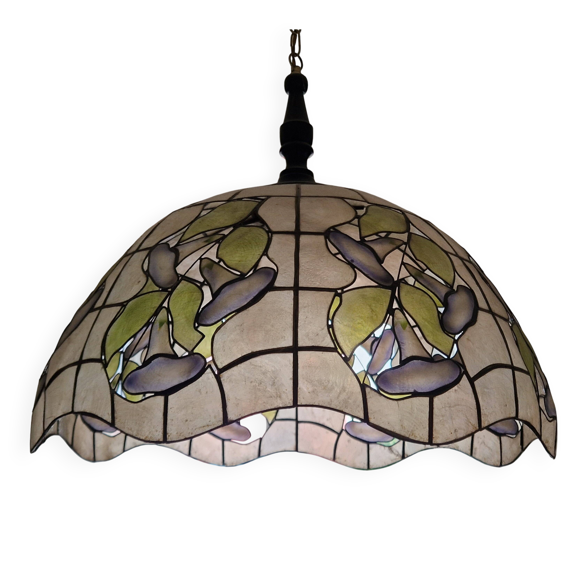 Old stained glass pendant light