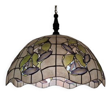 Old stained glass pendant light