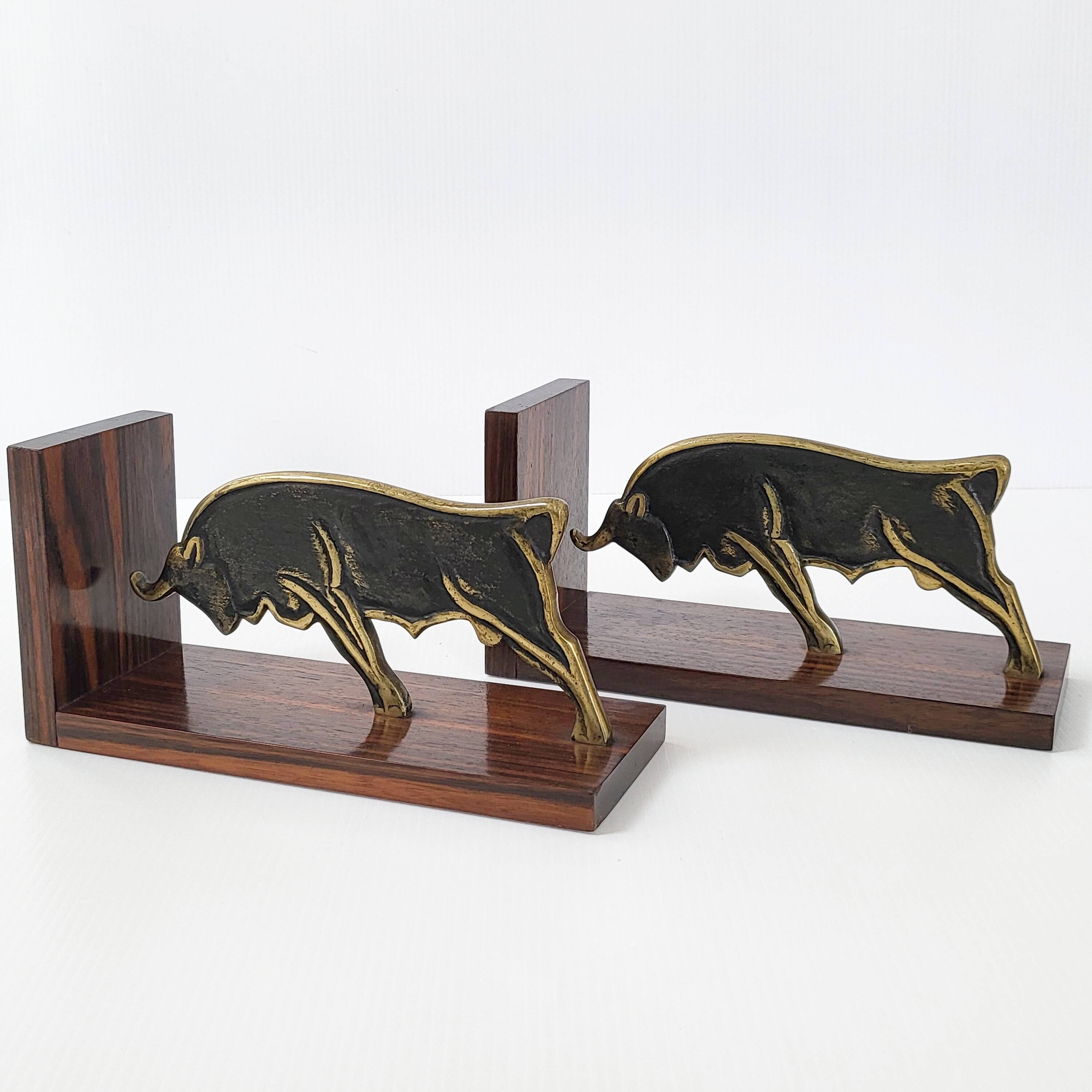 Pair of vintage bulls bookends 1960